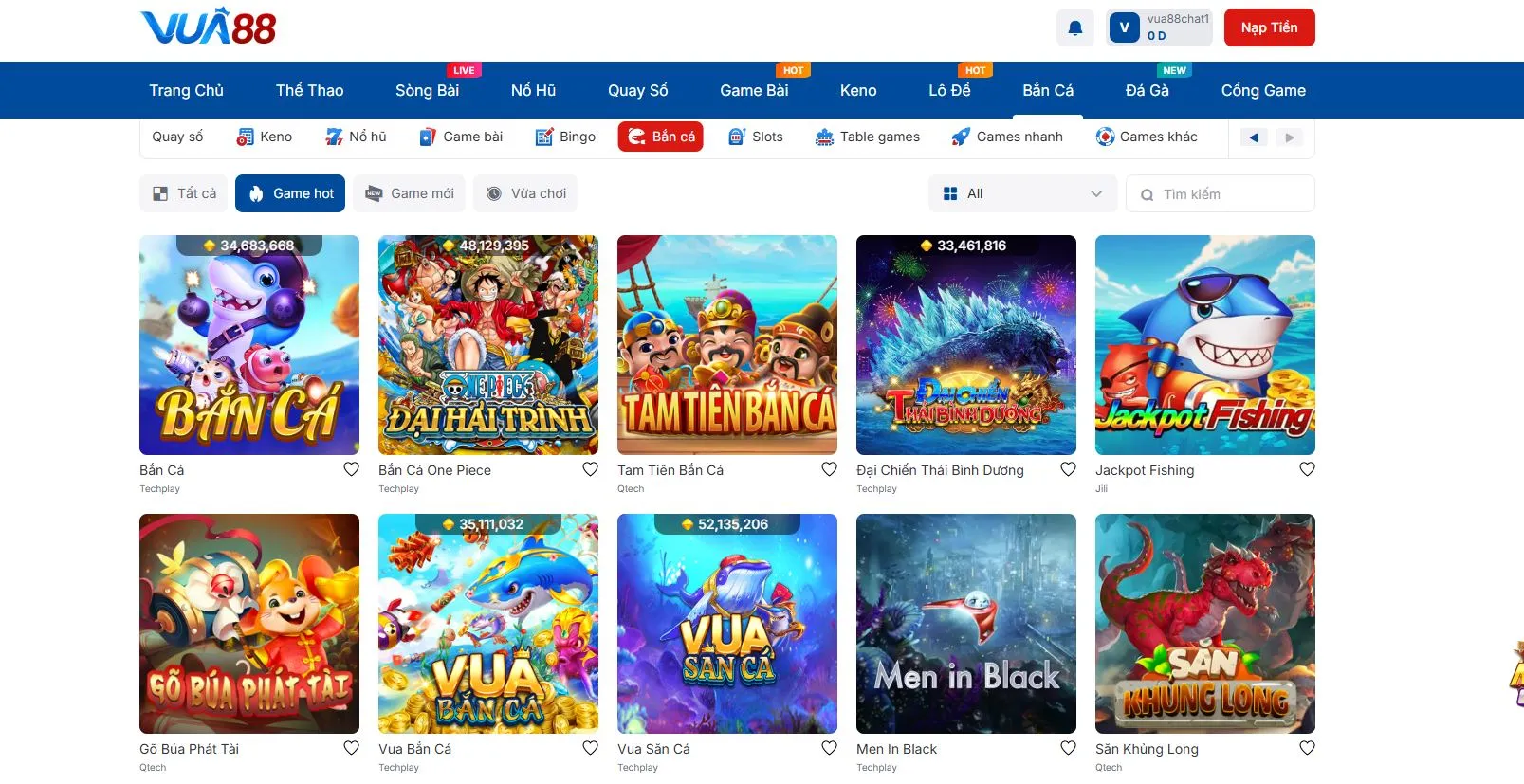 Thông tin về sảnh bắn cá tại Vua88