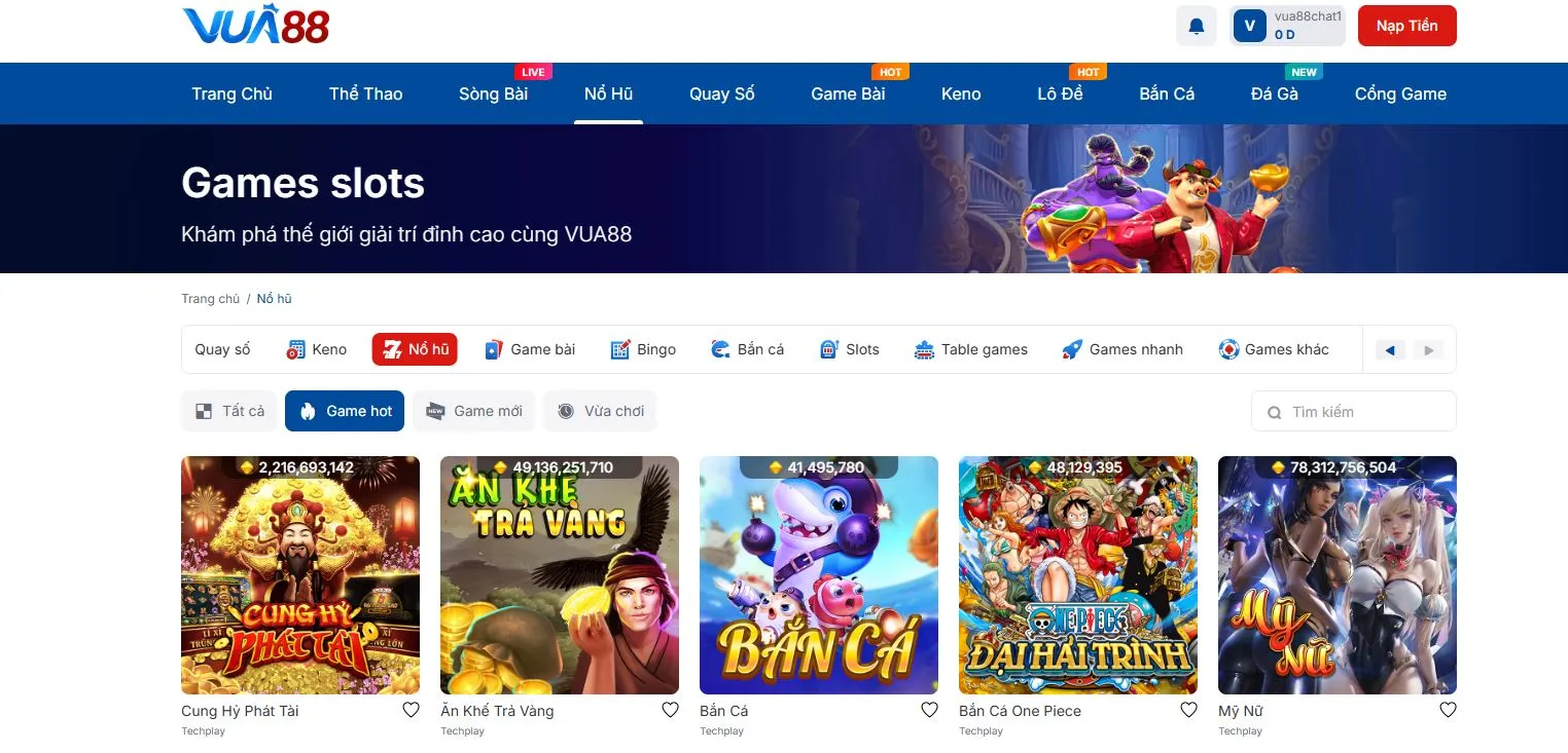 Game nổ hũ tại Vua88 online