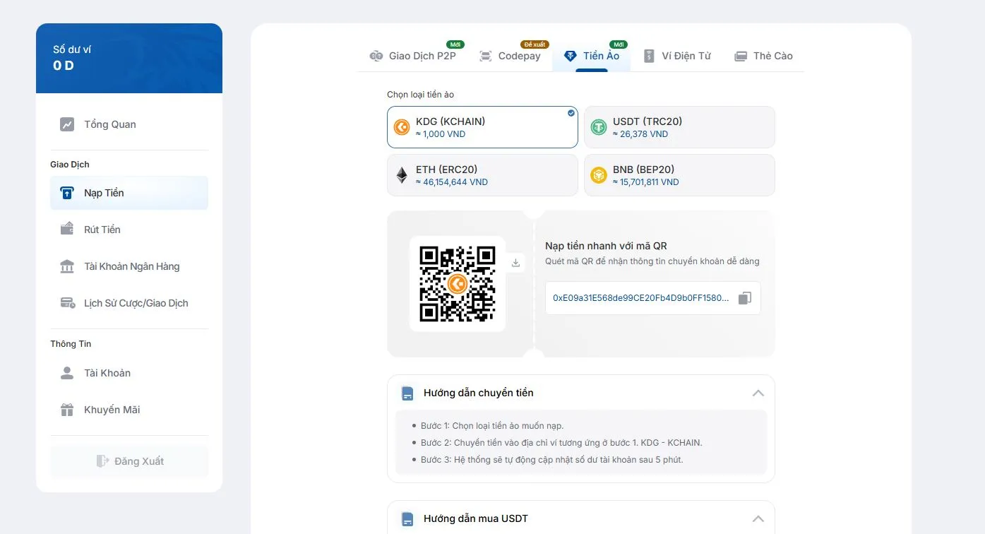 Giao dịch tiền ảo tại Vua 88