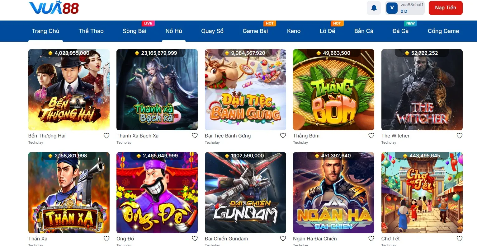 Các game nổ hũ nổi tiếng tại Vua 88