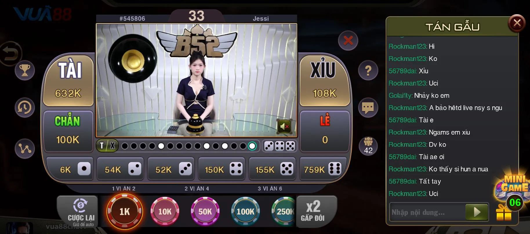 Mẹo chơi tài xỉu live Vua88