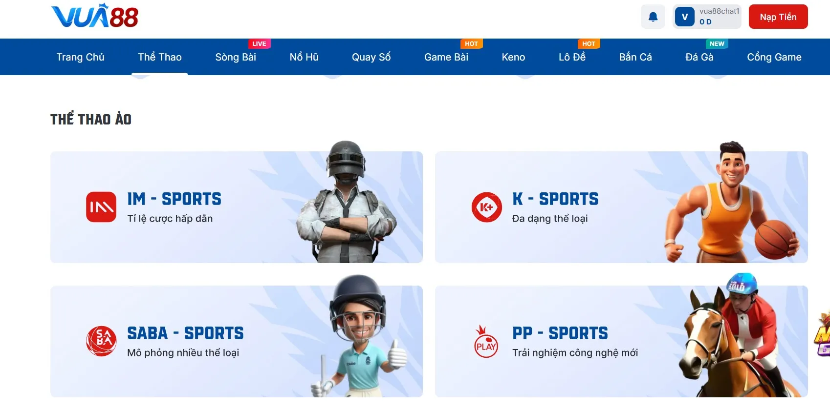 Đa dạng bộ môn thể thao tại nhà cái