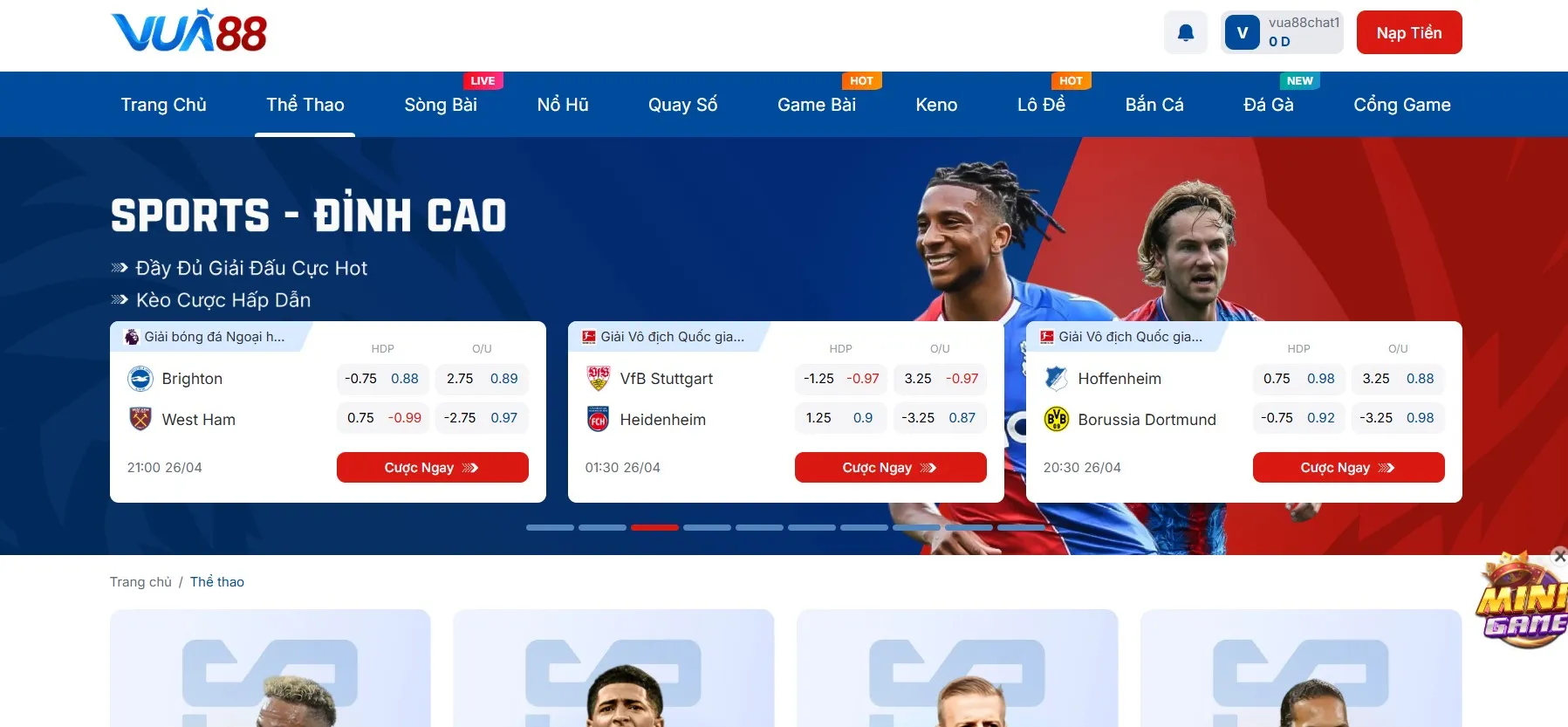 Giới thiệu về sảnh thể thao Vua88