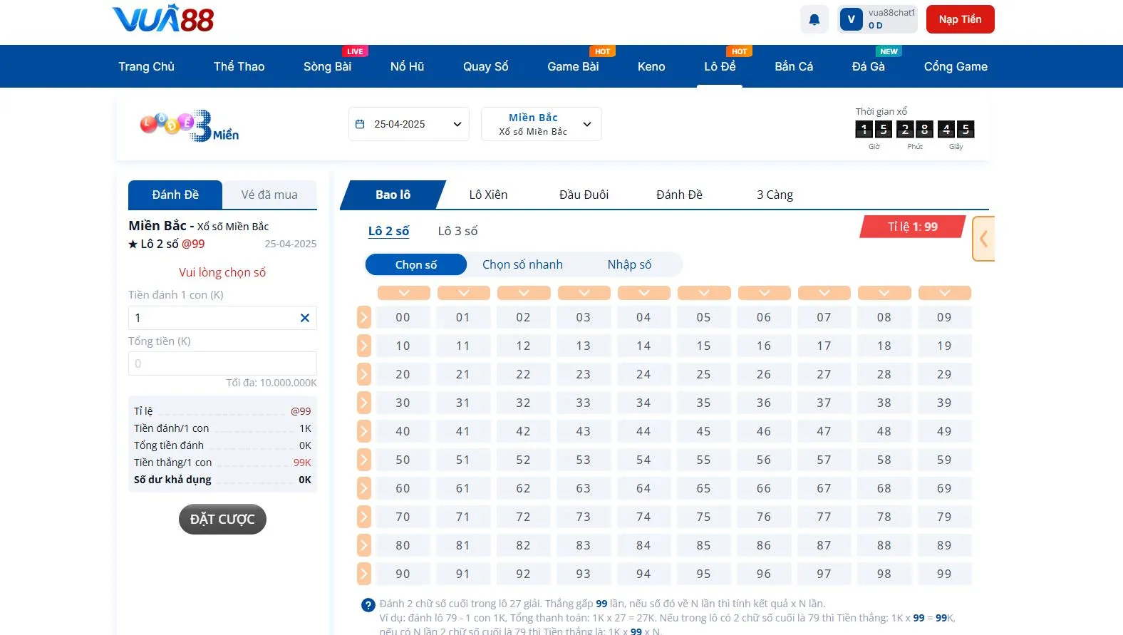 Lô đề trực tuyến cực hot tại Vua88