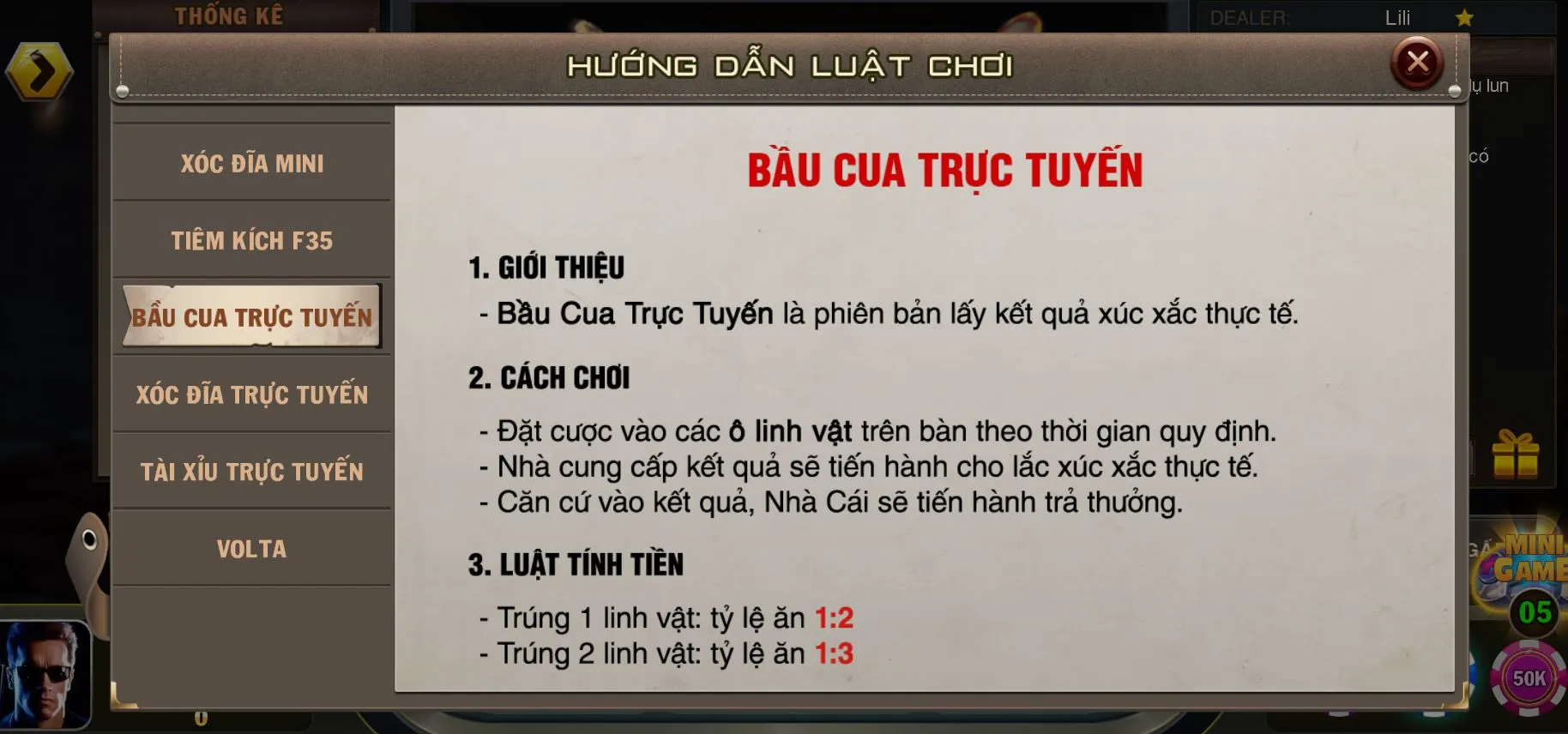 Xác định thắng thua bầu cua