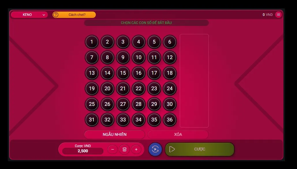 Cách chơi Keno Lộc Phát chi tiết tại Vua88