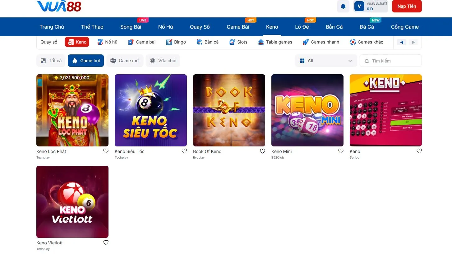 Thông tin về Keno Lộc Phát Vua 88