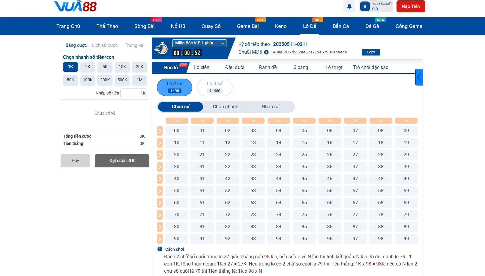 Giới thiệu về Lô đề siêu tốc MD5 Vua88
