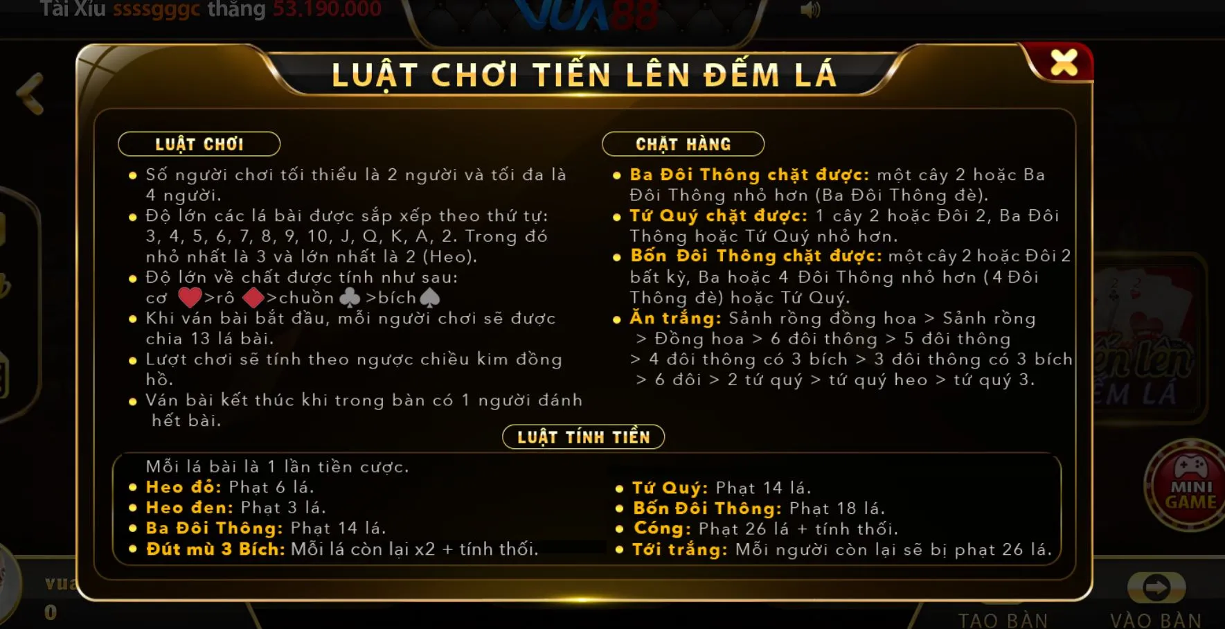 tien len Vua88 2 Cách chơi Tiến Lên tại Vua88 chi tiết